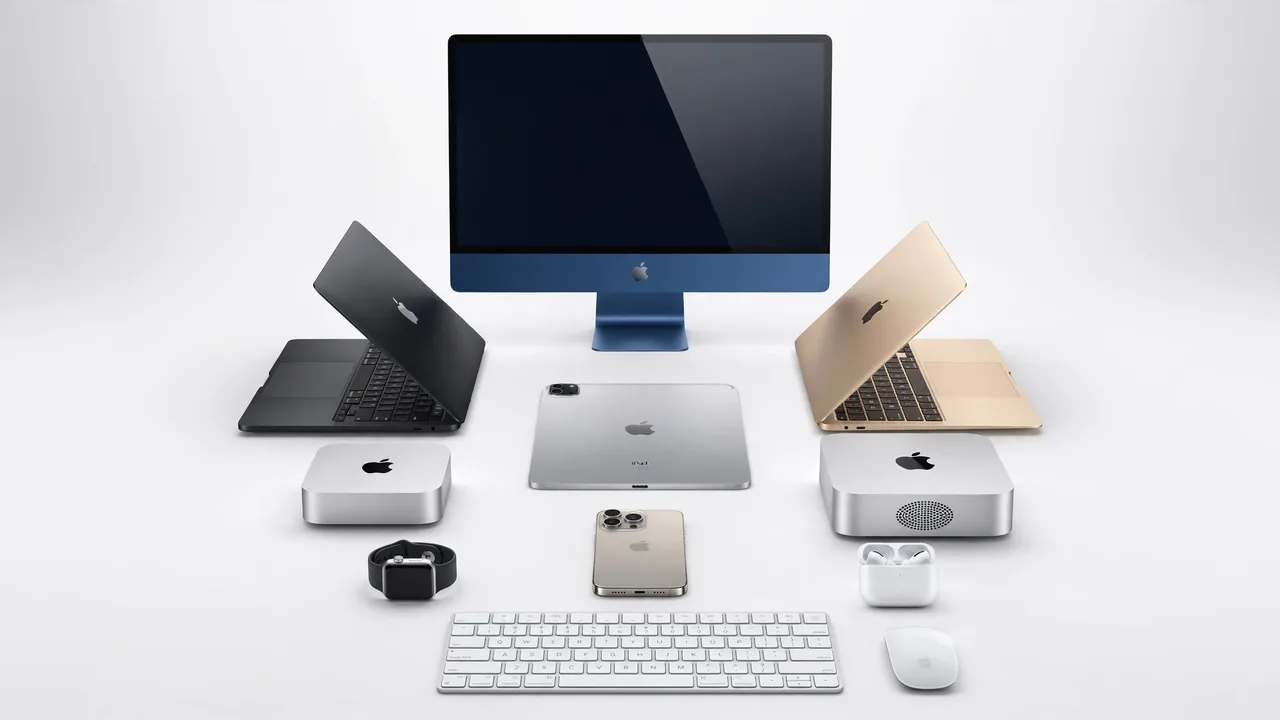 Matériel Apple pris en charge par Absoluce à Toulon : iMac, MacBook Pro, MacBook Air, iPad, deux Mac mini, iPhone, Apple Watch, AirPods, Magic Keyboard et Magic Mouse